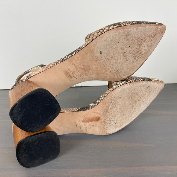 Antonio Melani Slingback Pump Women 9.5M Tan Snakeskin Leather Chunky Block Heel - Picture 10 of 10
